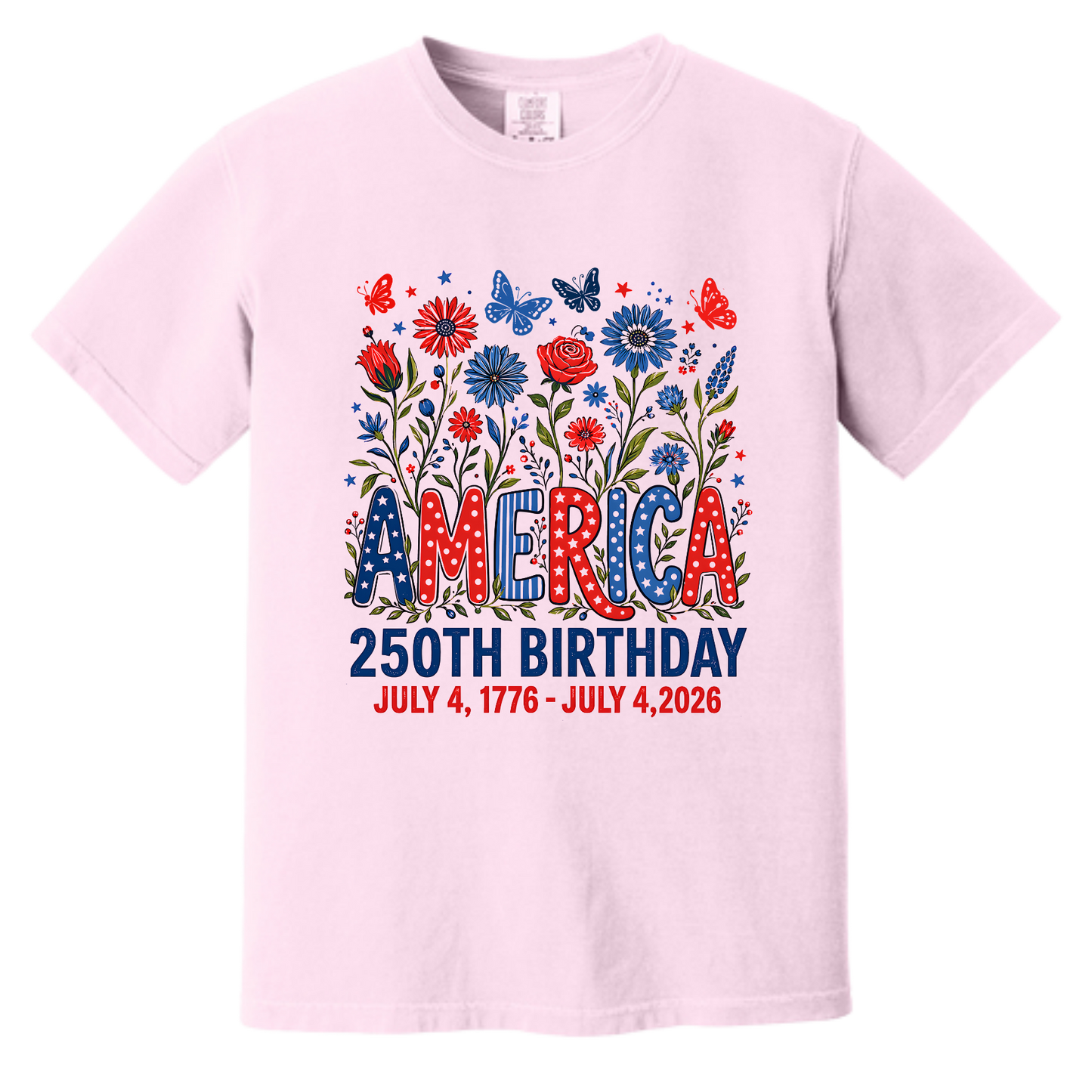 America 250th Birthday Floral Patriotic Tee | July 4, 1776 ā July 4, 2026 Independence Day Shirt