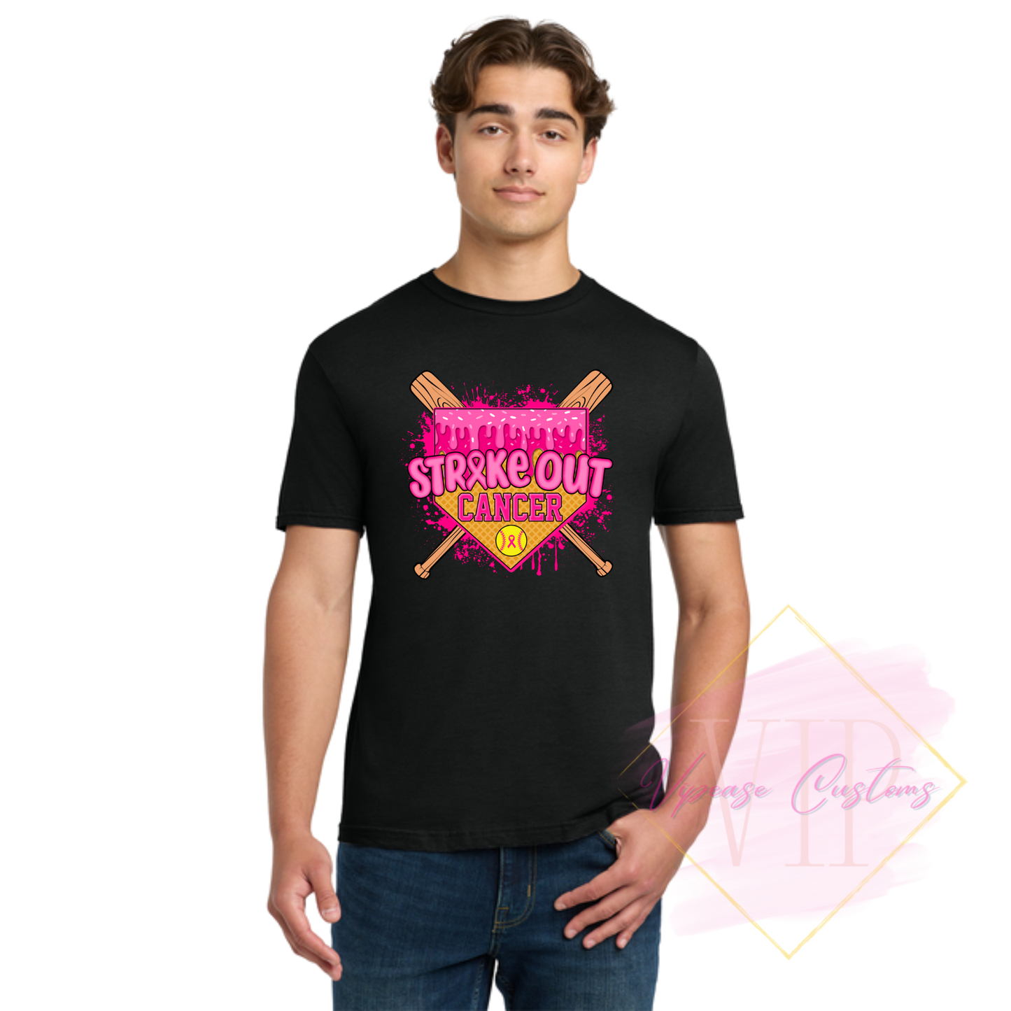 Softball Strike Out Cancer-Cancer Awareness 64000 Gildan Softstyle® T-Shirt