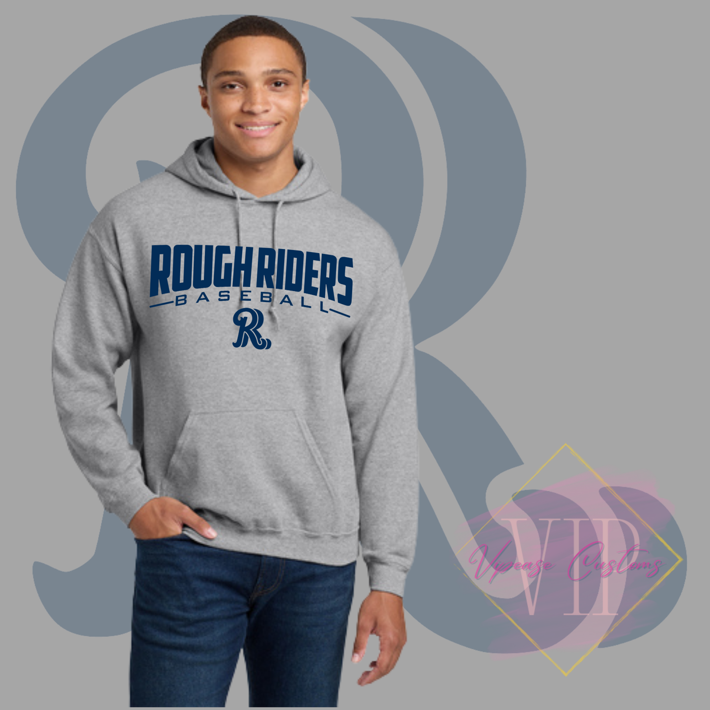 Navy Rough Riders Logo-Gildan® - Heavy Blend™ Hooded Sweatshirt 18500