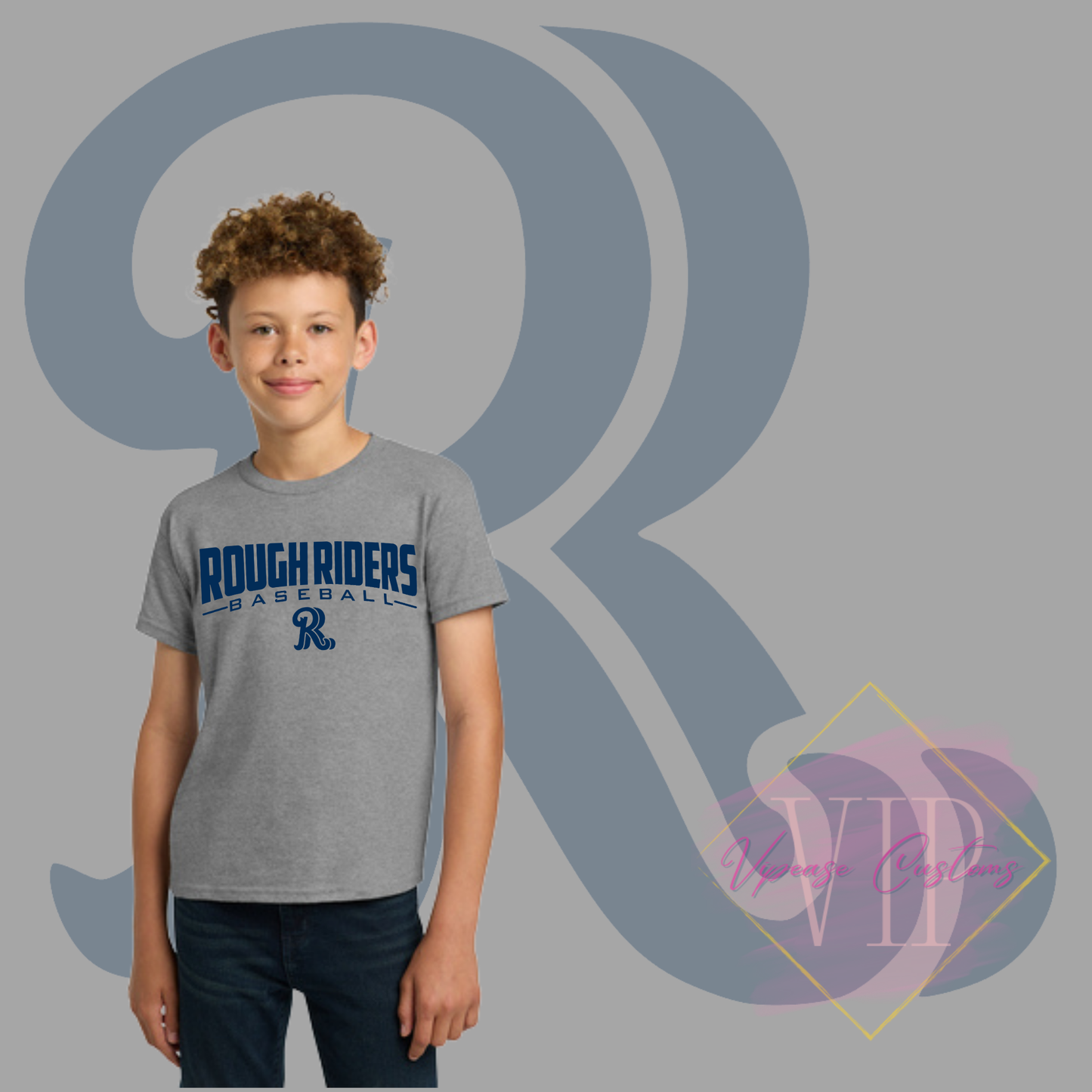 Navy Rough Riders Logo-Gildan® - Youth Heavy Cotton™ 100% Cotton T-Shirt 5000B