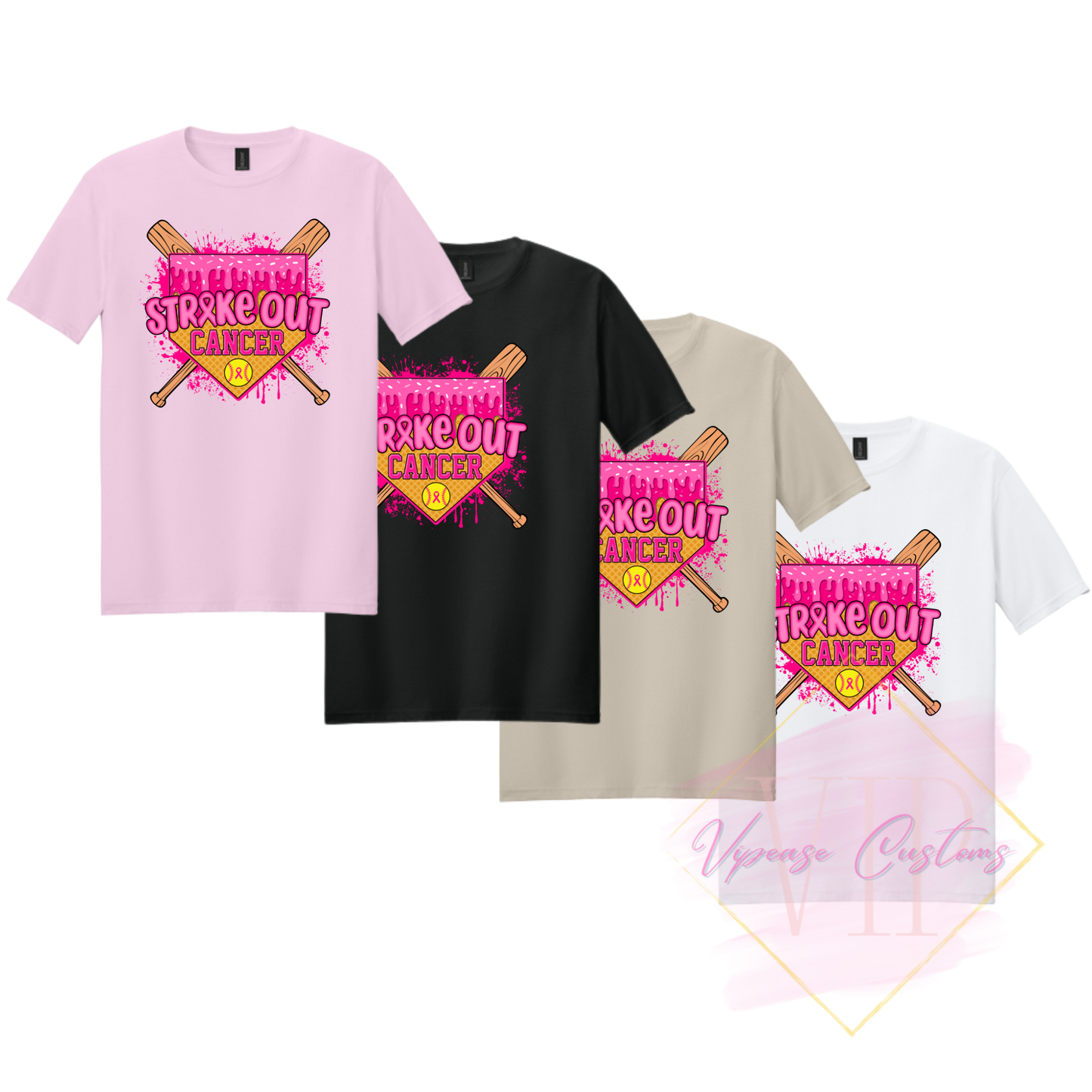 Softball Strike Out Cancer-Cancer Awareness 64000 Gildan Softstyle® T-Shirt
