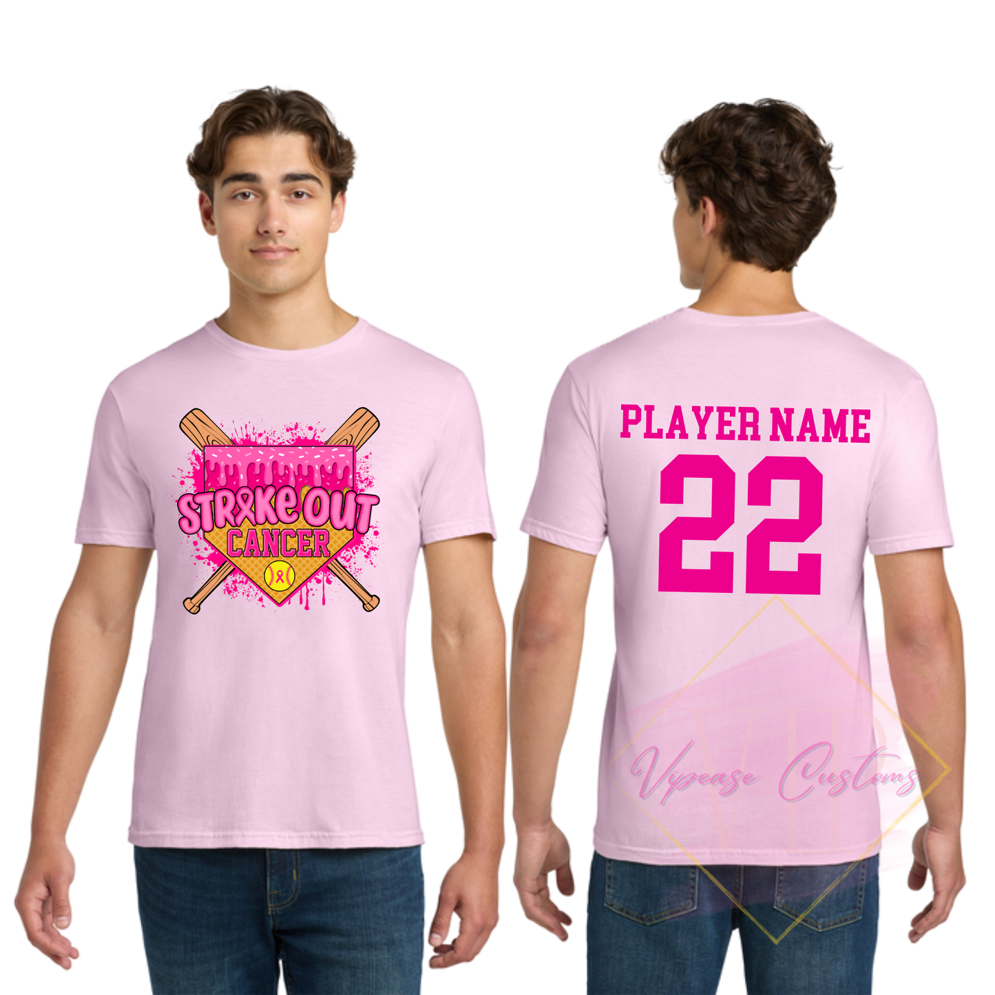 Softball Strike Out Cancer-Cancer Awareness 64000 Gildan Softstyle® T-Shirt