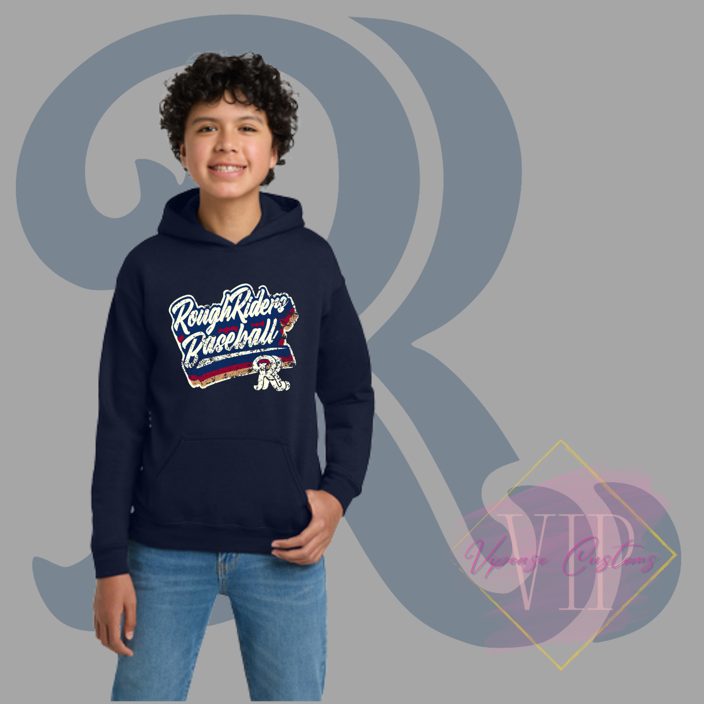 Textured RR Logo-Gildan® - Youth Heavy Blend™ Hooded Sweatshirt 18500B