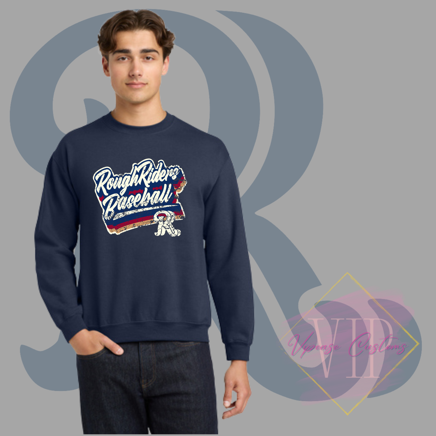 Textured RR Logo-Gildan® - Heavy Blend™ Crewneck Sweatshirt 18000