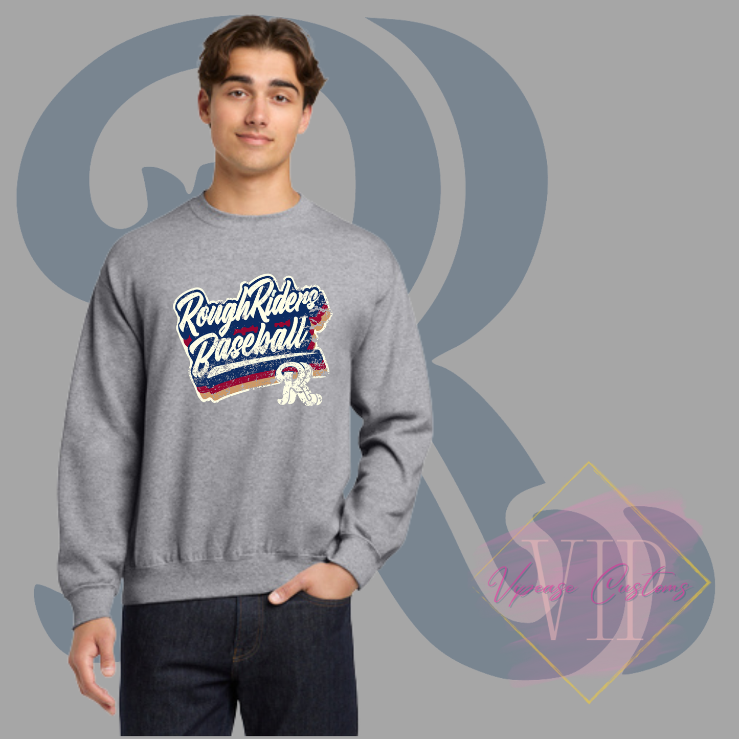 Textured RR Logo-Gildan® - Heavy Blend™ Crewneck Sweatshirt 18000