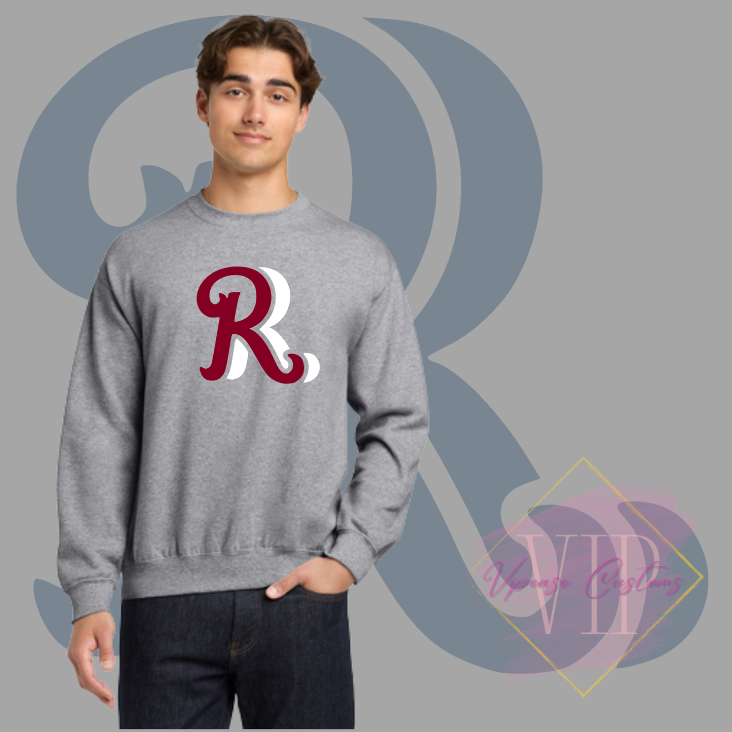 Red+White RR Chest Logo-Gildan® - Heavy Blend™ Crewneck Sweatshirt 18000