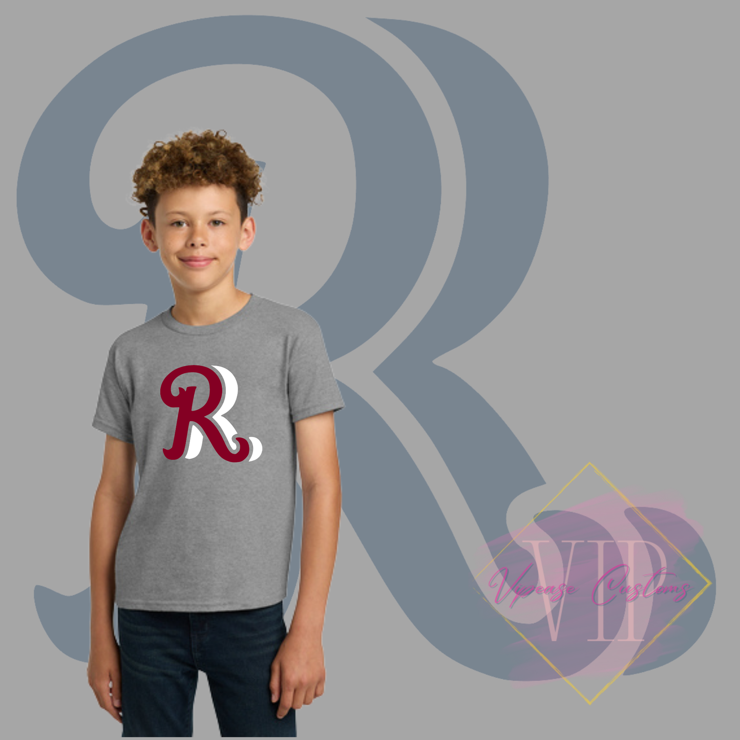 Red+White RR Chest Logo- Gildan® - Youth Heavy Cotton™ 100% Cotton T-Shirt 5000B