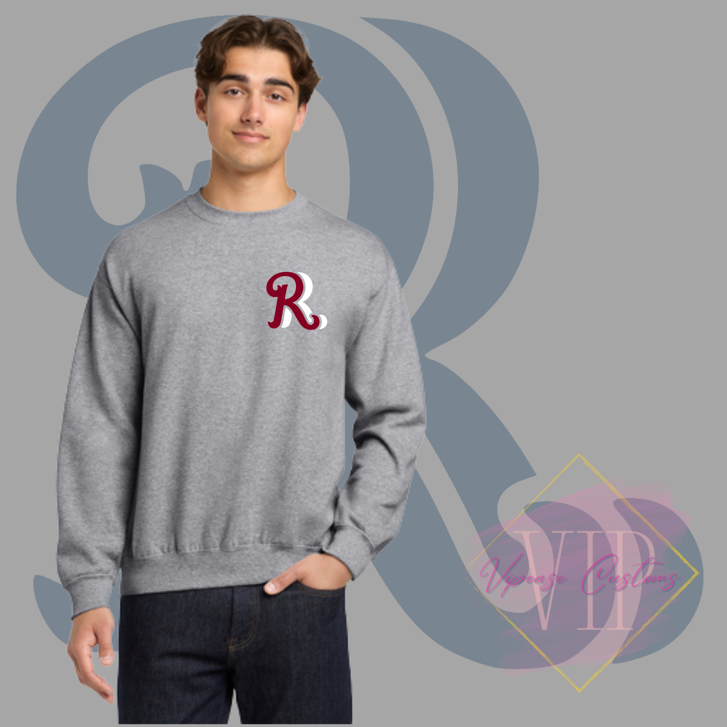 Red+White RR Pocket Logo-Gildan® - Heavy Blend™ Crewneck Sweatshirt 18000