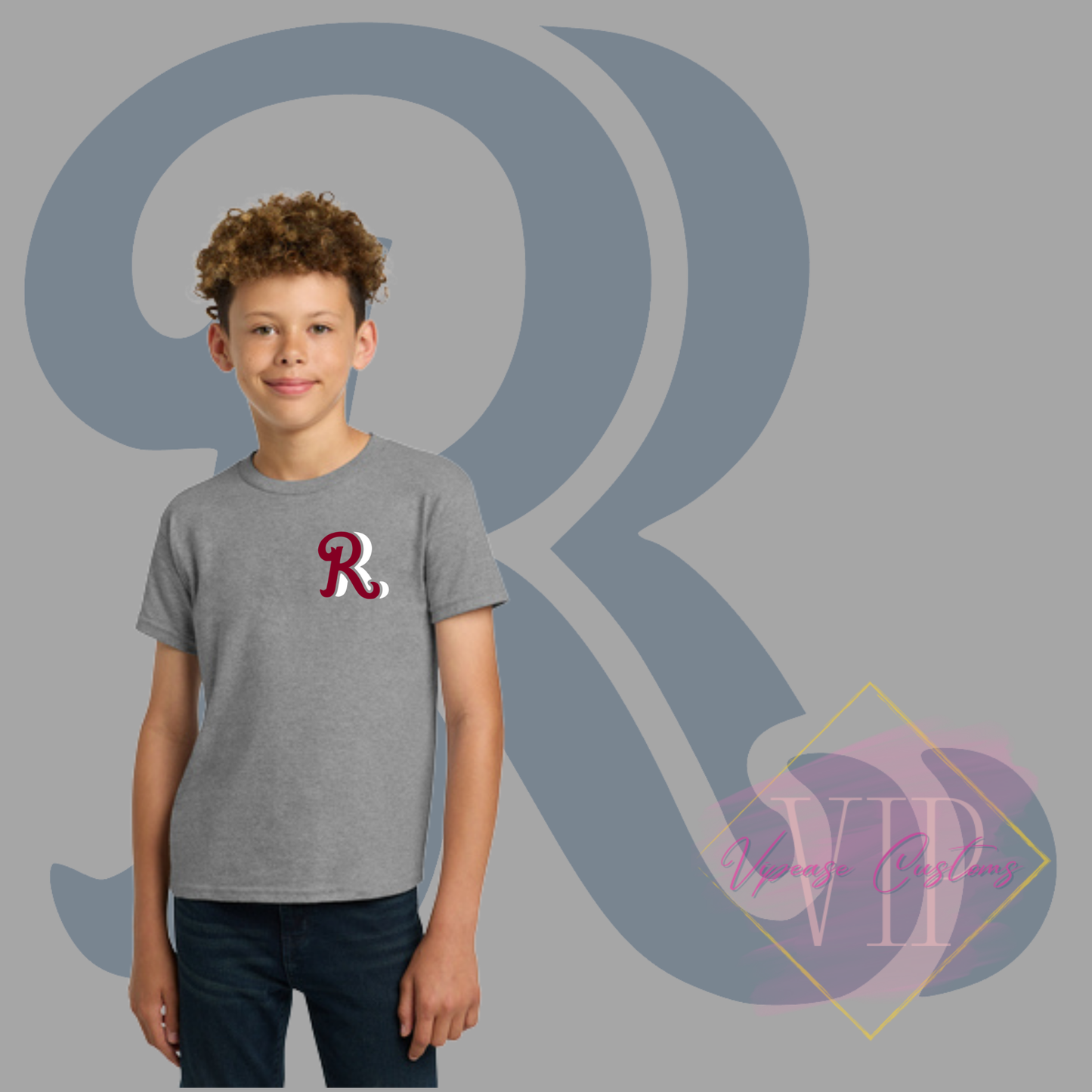 Red+White RR Pocket Logo- Gildan® - Youth Heavy Cotton™ 100% Cotton T-Shirt 5000B