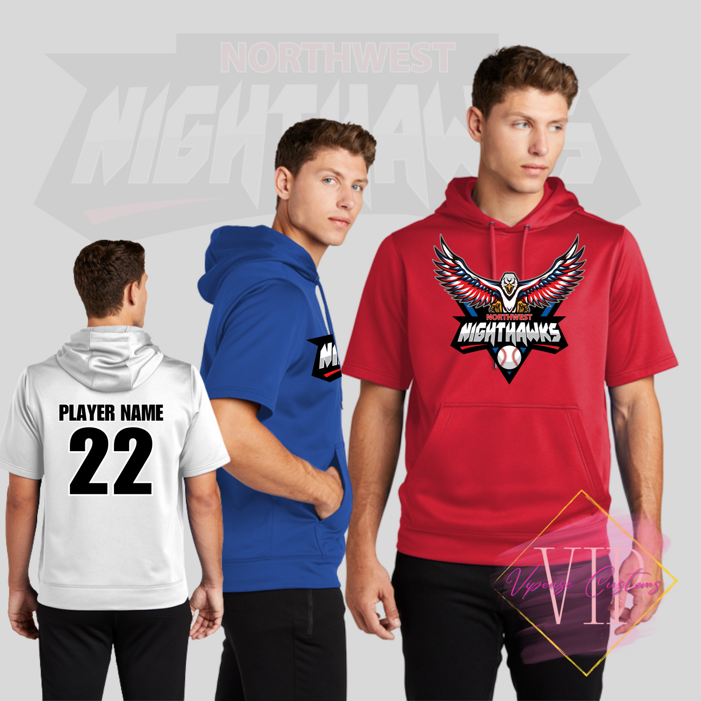 NW NIGHTHAWKS ST251 Sport-Tek ® Sport-Wick ® Fleece Short Sleeve Hooded Pullover