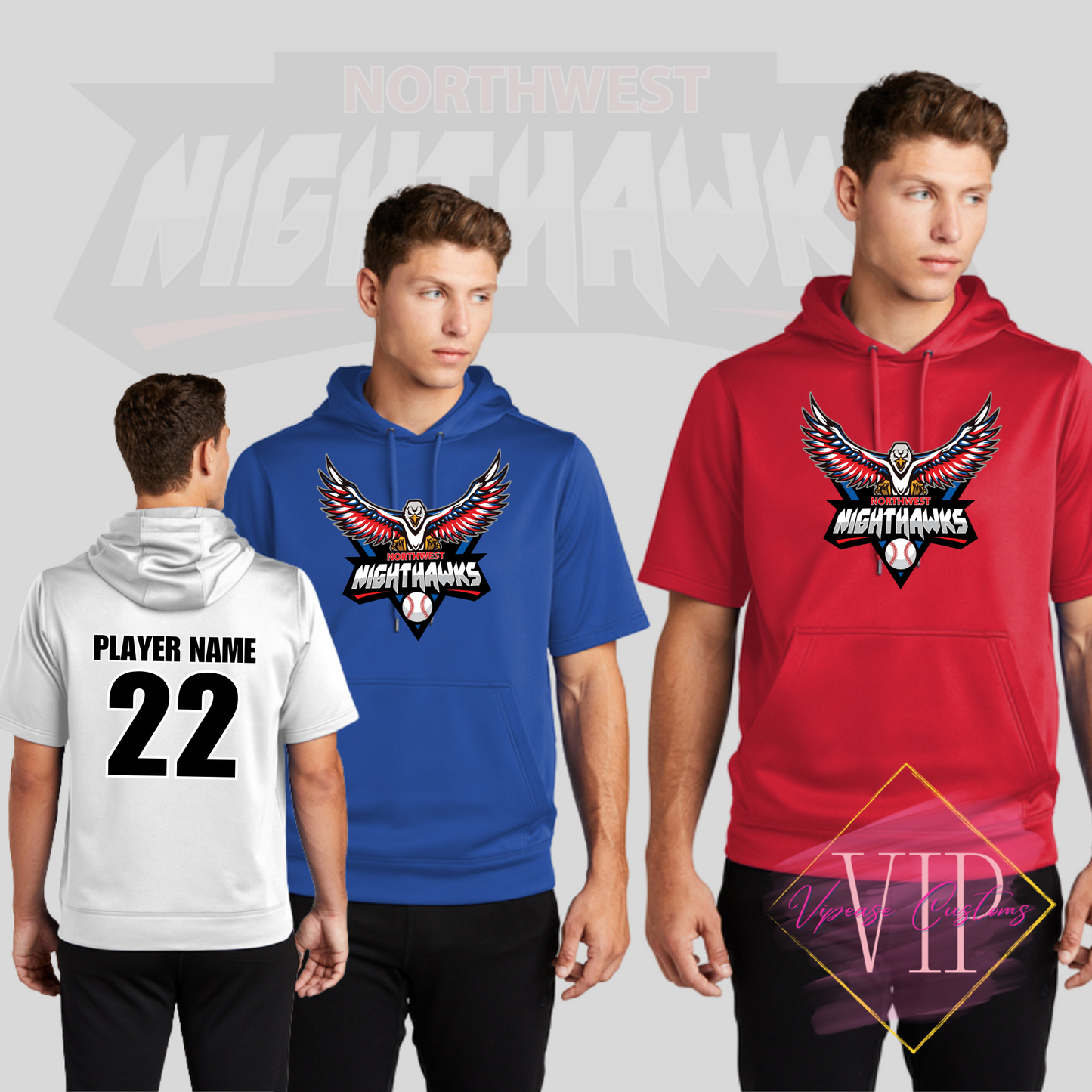 NW NIGHTHAWKS ST251 Sport-Tek ® Sport-Wick ® Fleece Short Sleeve Hooded Pullover