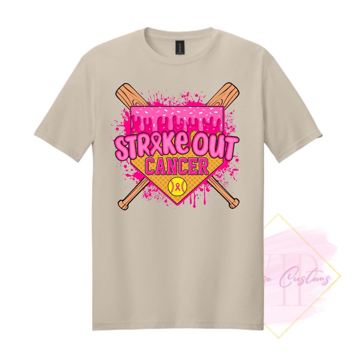 Softball Strike Out Cancer-Cancer Awareness 64000 Gildan Softstyle® T-Shirt