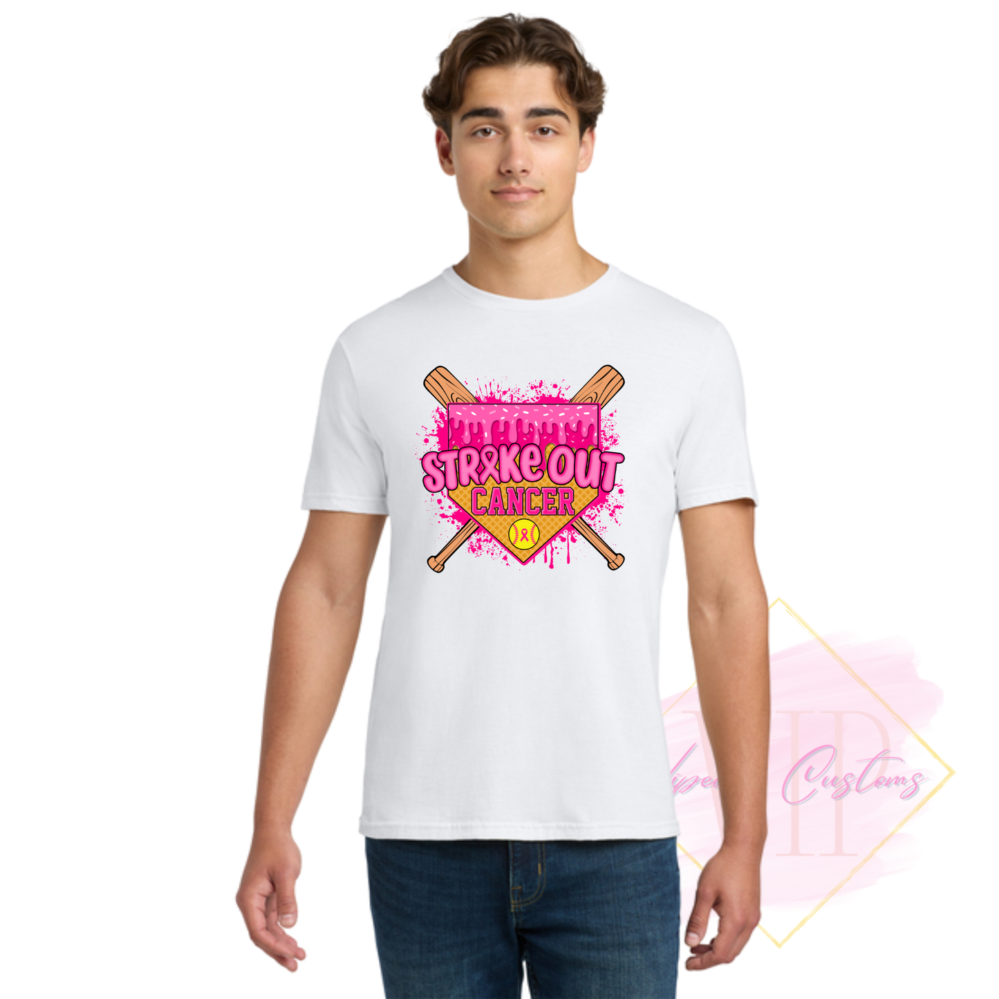 Softball Strike Out Cancer-Cancer Awareness 64000 Gildan Softstyle® T-Shirt