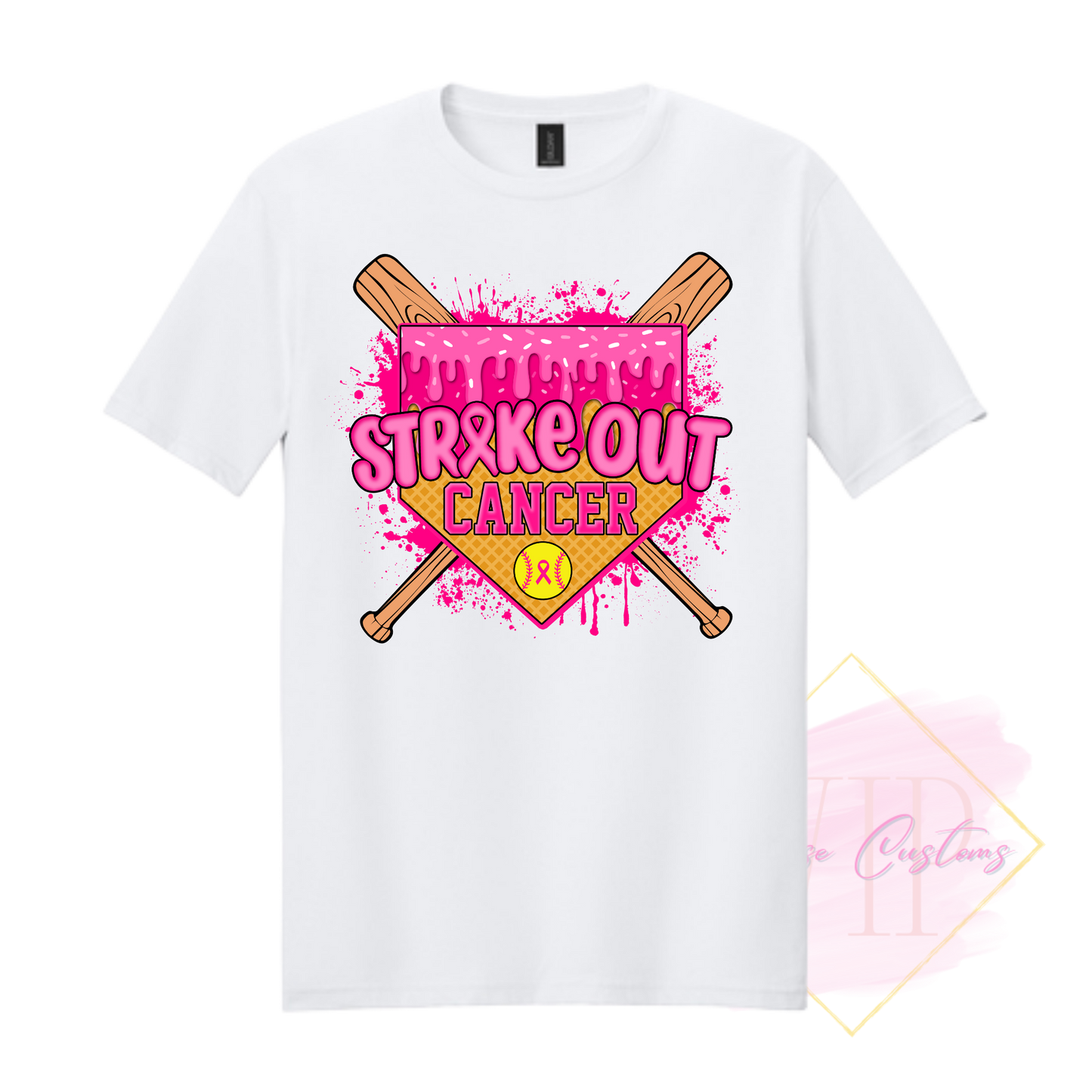 Softball Strike Out Cancer-Cancer Awareness 64000 Gildan Softstyle® T-Shirt