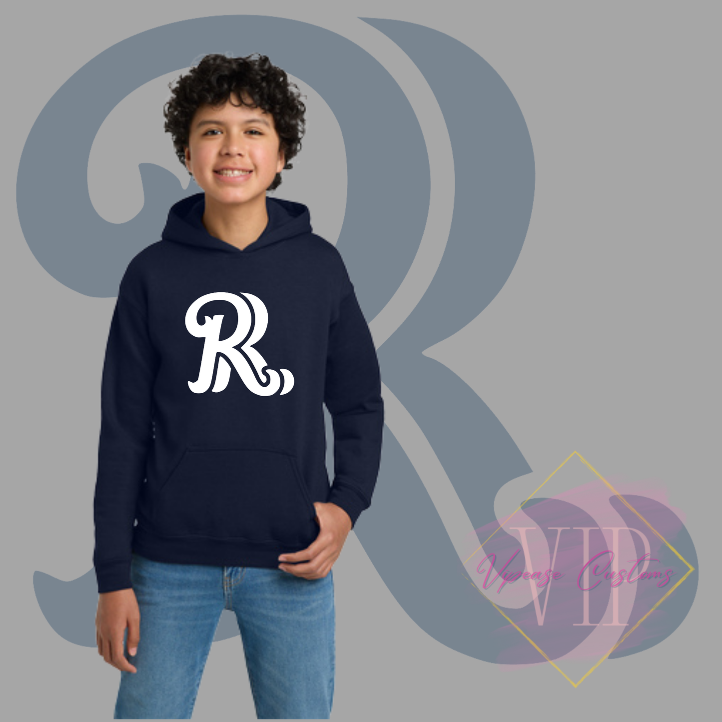 White RR Chest Logo-Gildan® - Youth Heavy Blend™ Hooded Sweatshirt 18500B