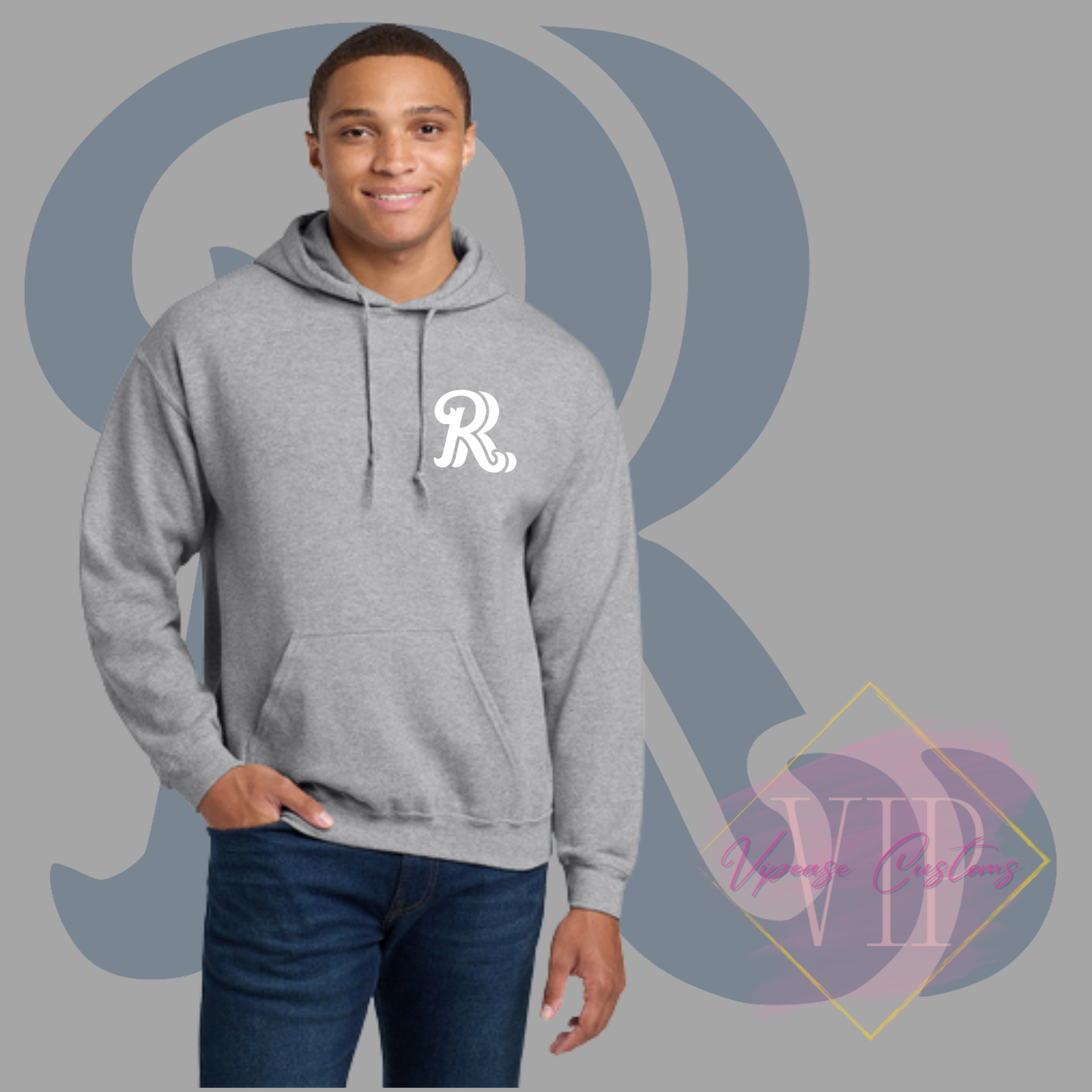 White RR Pocket Logo-Gildan® - Heavy Blend™ Hooded Sweatshirt 18500