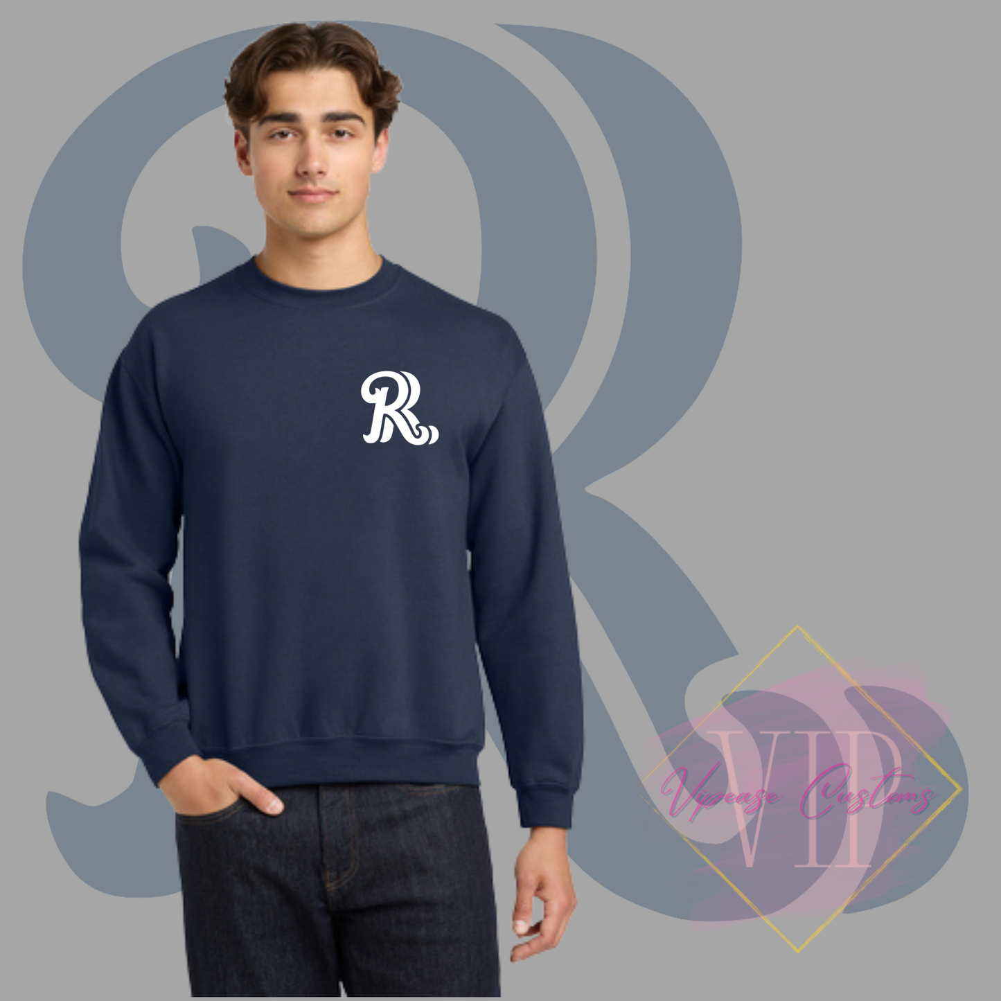 White RR Pocket Logo-Gildan® - Heavy Blend™ Crewneck Sweatshirt 18000