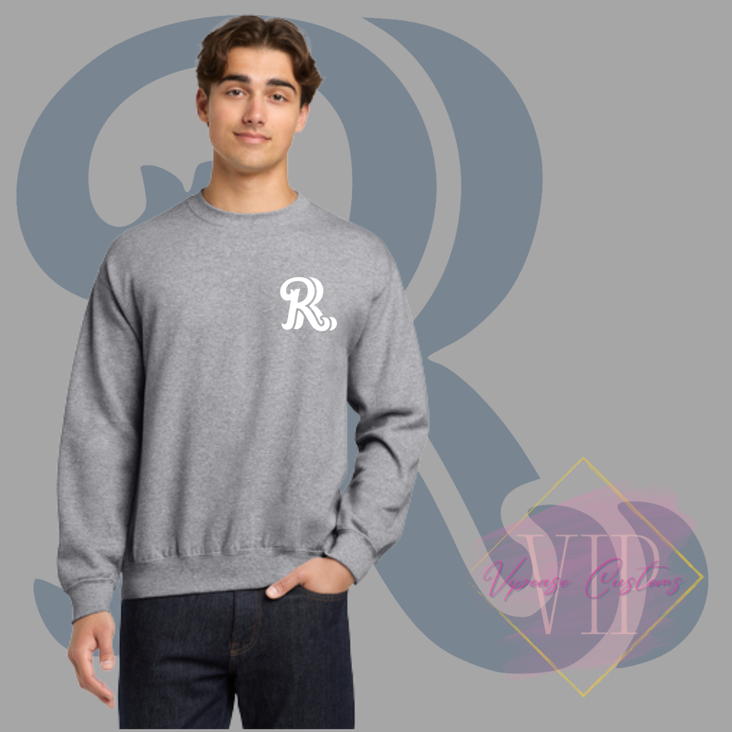 White RR Pocket Logo-Gildan® - Heavy Blend™ Crewneck Sweatshirt 18000