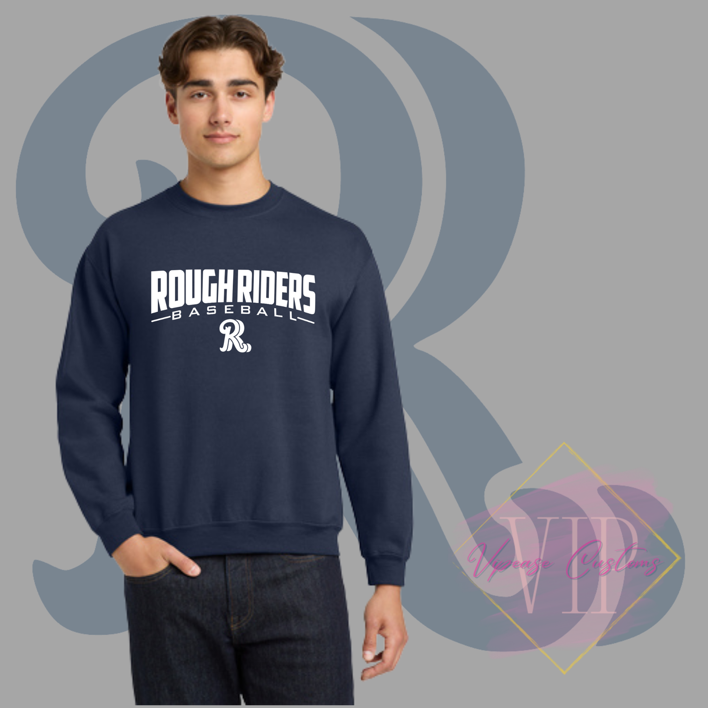 White Rough Riders Logo-Gildan® - Heavy Blend™ Crewneck Sweatshirt 18000