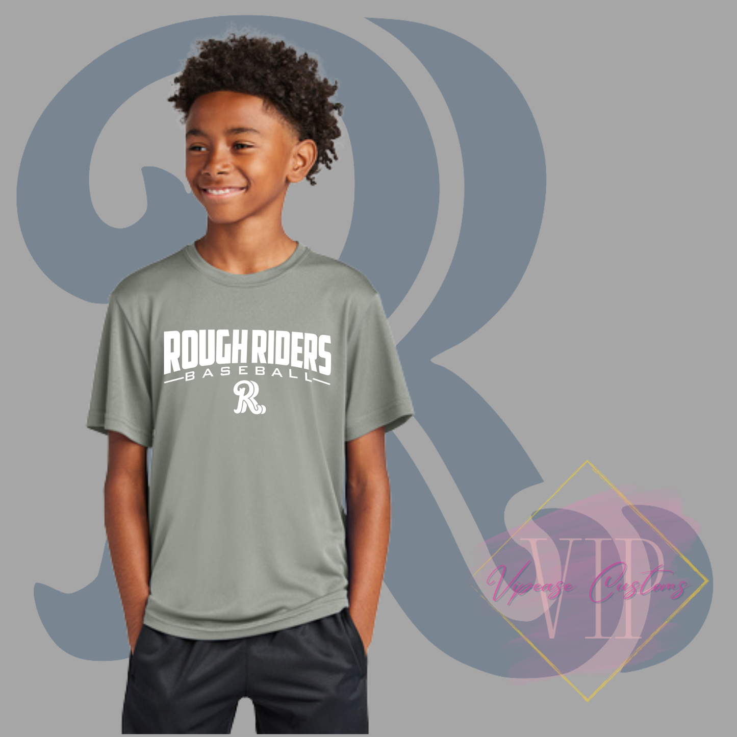 White Rough Riders Logo-Sport-Tek® Youth PosiCharge® Competitor™ Tee YST350