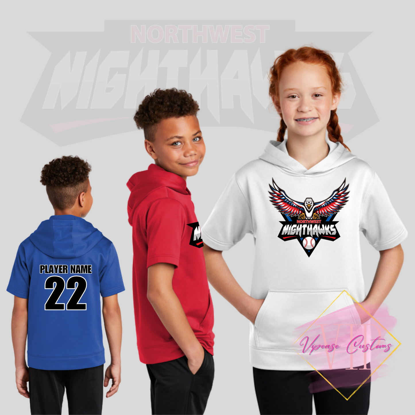 NW NIGHTHAWKS YST251 Sport-Tek ® Youth Sport-Wick ® Fleece Short Sleeve Hooded Pullover