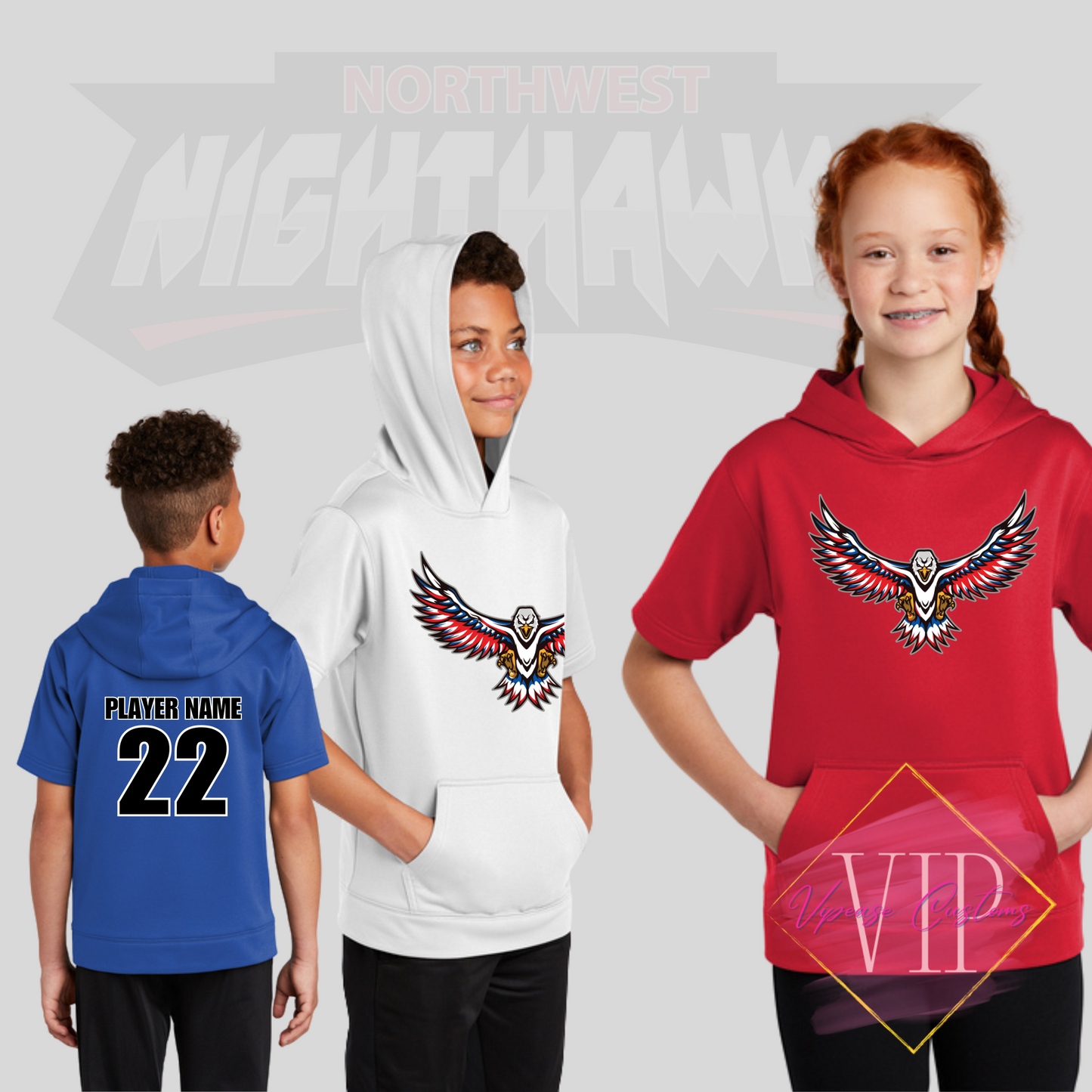 NW NIGHTHAWKS YST251 Sport-Tek ® Youth Sport-Wick ® Fleece Short Sleeve Hooded Pullover