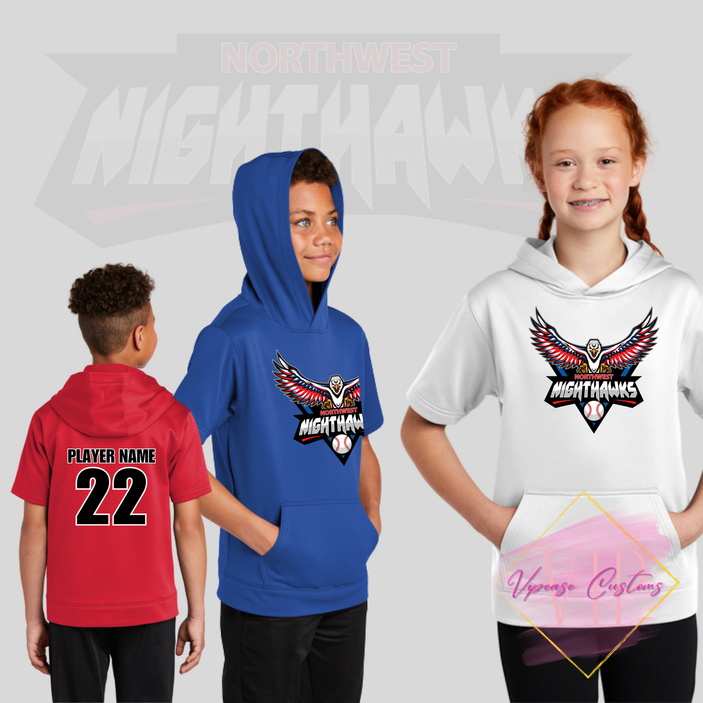 NW NIGHTHAWKS YST251 Sport-Tek ® Youth Sport-Wick ® Fleece Short Sleeve Hooded Pullover