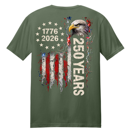 250 Years of Freedom Eagle Patriotic Tee | 1776–2026 America Anniversary Shirt