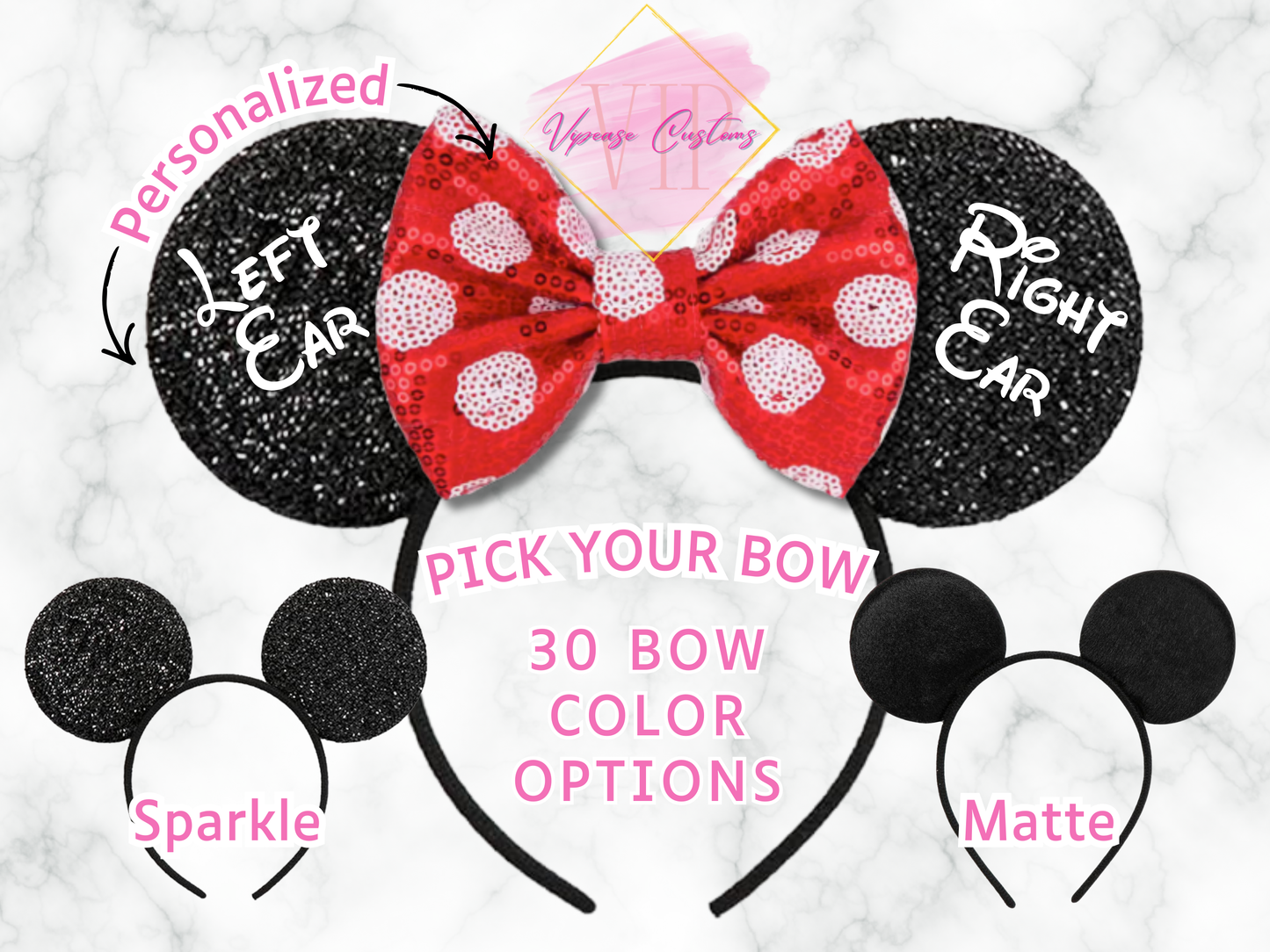 MICKEY EARS HEADBAND - Customize Bow Option