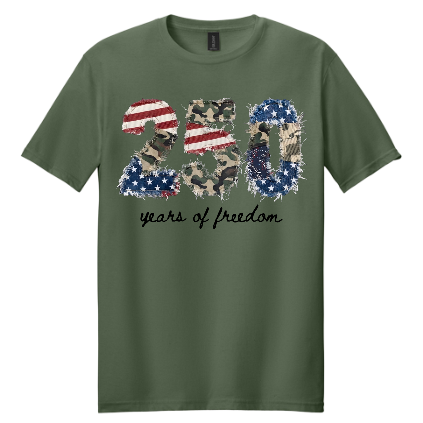 250 Years of Freedom Patriotic Patchwork Graphic Tee | Vintage Americana Independence Shirt