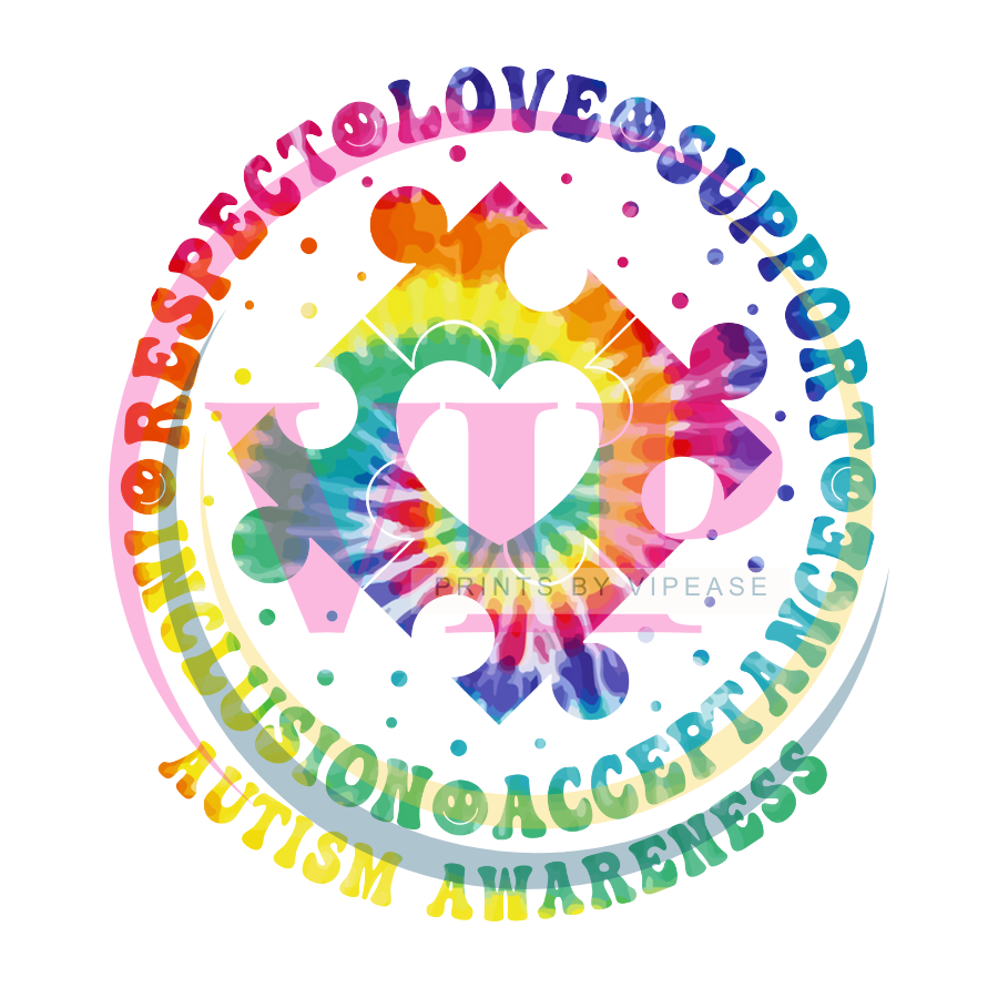 DTF HEAT TRANSFER- AUTISM-05- RESPECT, LOVE, SUPPORT