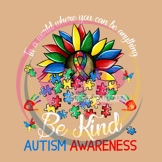 DTF HEAT TRANSFER- AUTISM-07- AUTISM BE KIND