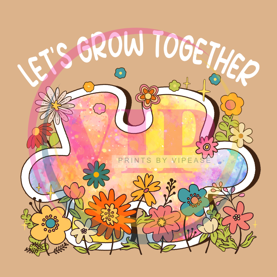 DTF HEAT TRANSFER- AUTISM-12-LETS GROW TOGETHER