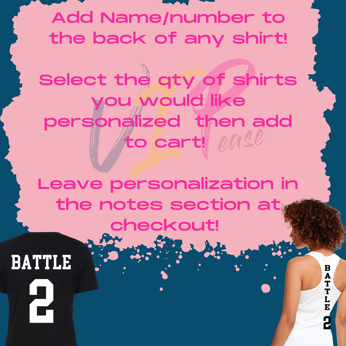 Personalization on the back of any Shirt