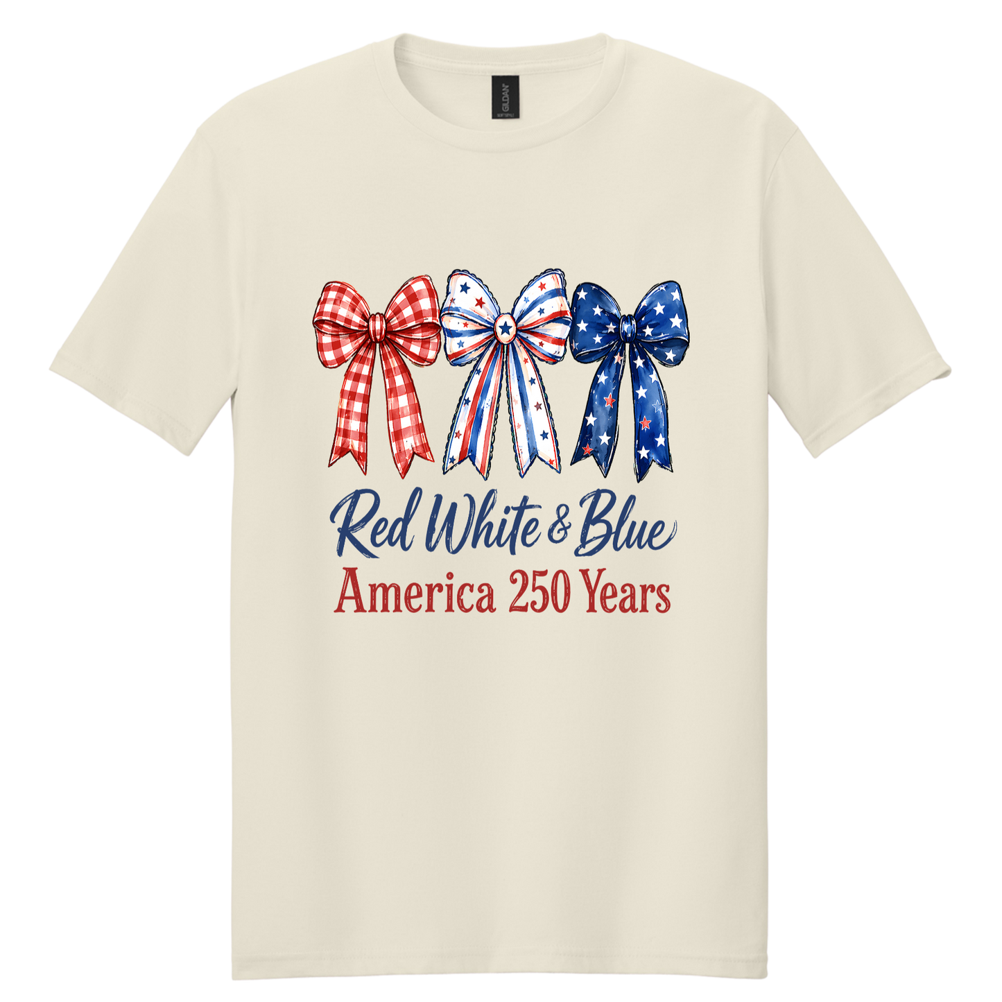 Red White & Blue Bows America 250 Years Patriotic Graphic Tee