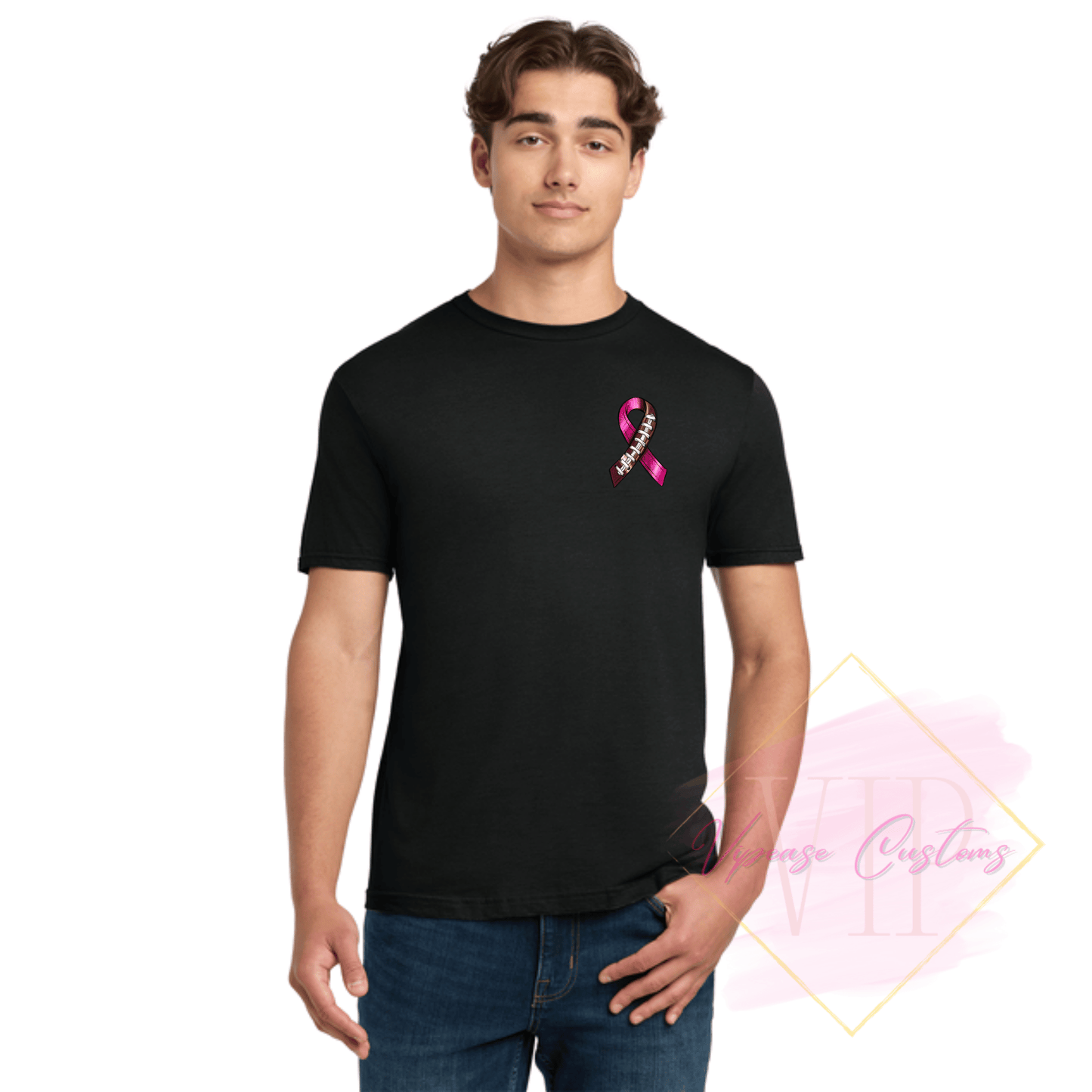 Football Ribbon-Cancer Awareness 64000 Gildan Softstyle® T-Shirt