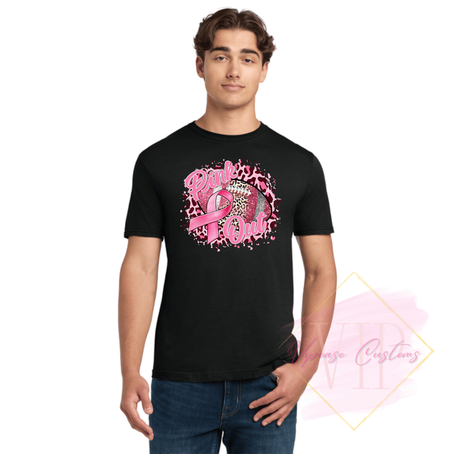 Football Pink Out-Cancer Awareness 64000 Gildan Softstyle® T-Shirt