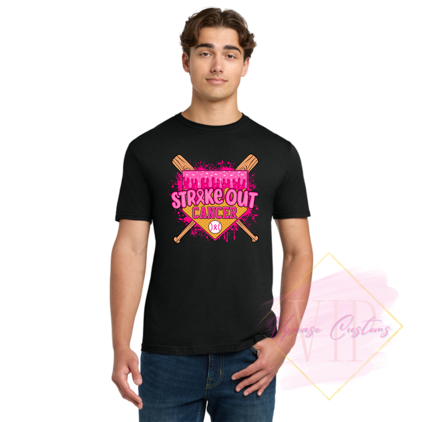 Baseball Strike Out Cancer-Cancer Awareness 64000 Gildan Softstyle® T-Shirt