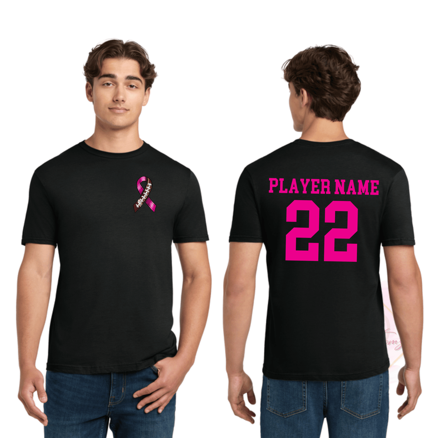 Football Ribbon-Cancer Awareness 64000 Gildan Softstyle® T-Shirt