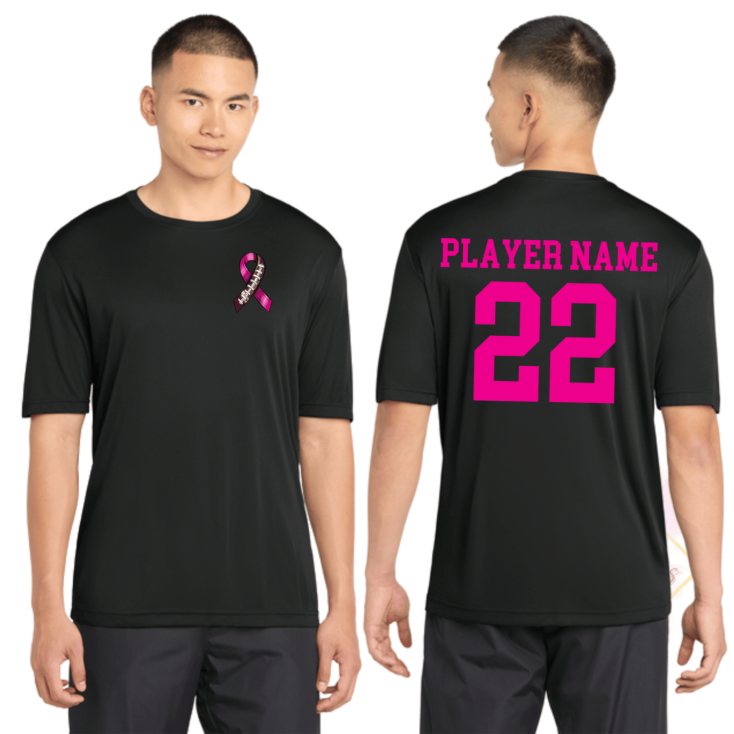 Football Ribbon-Cancer Awareness ST350 Sport-Tek® PosiCharge® Competitor™ Tee