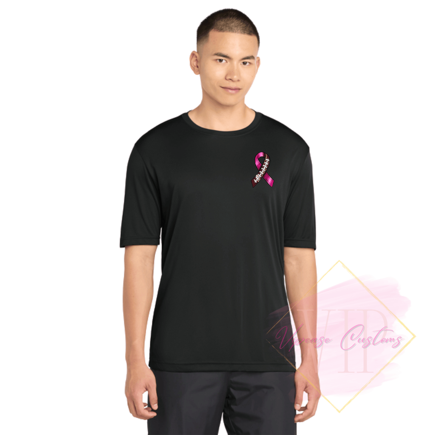 Football Ribbon-Cancer Awareness ST350 Sport-Tek® PosiCharge® Competitor™ Tee
