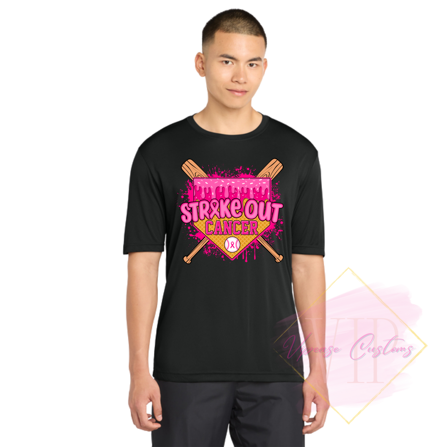 Baseball Strike Out Cancer-Cancer Awareness ST350 Sport-Tek® PosiCharge® Competitor™ Tee