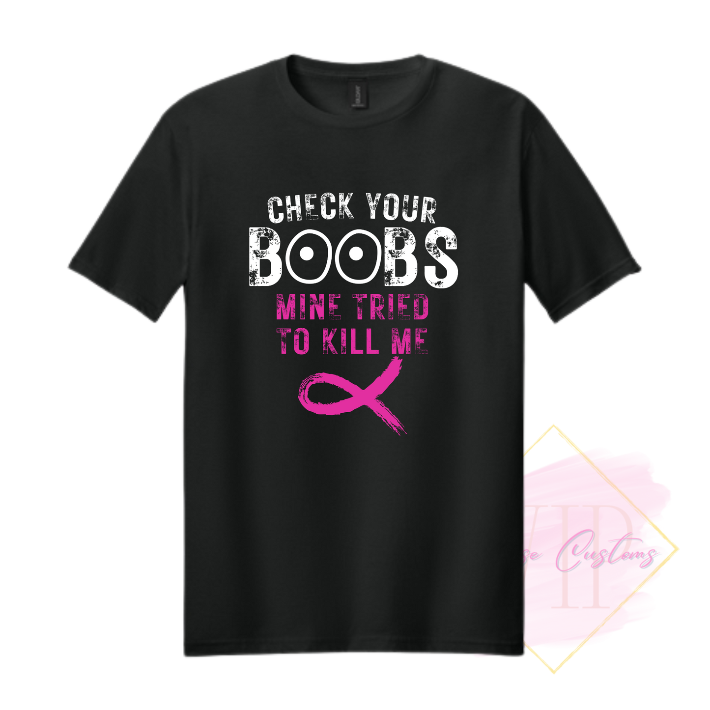Check Your Boobs-Cancer Awareness 64000 Gildan Softstyle® T-Shirt