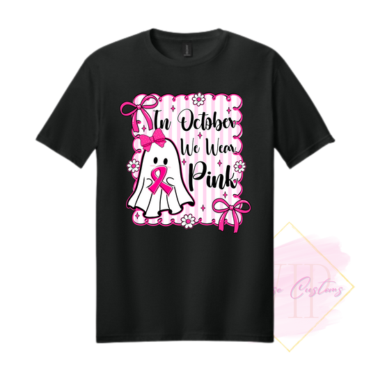 In October We Wear Pink Ghost-Cancer Awareness 64000 Gildan Softstyle® T-Shirt