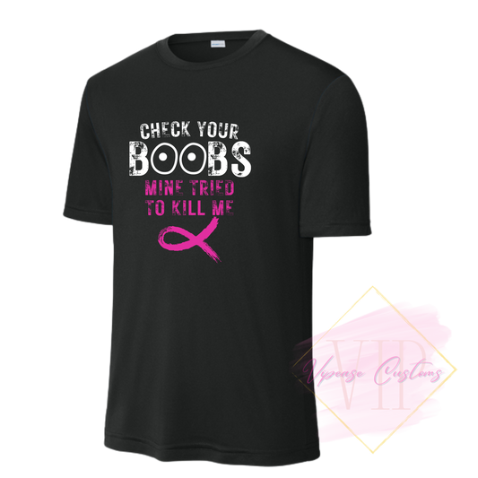 Check Your Boobs-Cancer Awareness ST350 Sport-Tek® PosiCharge® Competitor™ Tee