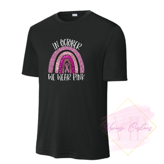 In October We Wear Pink Glitter Ribbon Rainbow-Cancer Awareness ST350 Sport-Tek® PosiCharge® Competitor™ Tee