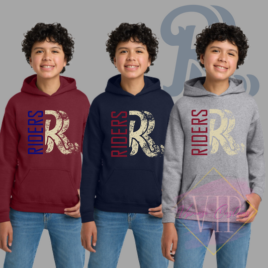 Distressed RR Logo-Gildan® - Youth Heavy Blend™ Hooded Sweatshirt 18500B