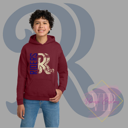 Distressed RR Logo-Gildan® - Youth Heavy Blend™ Hooded Sweatshirt 18500B