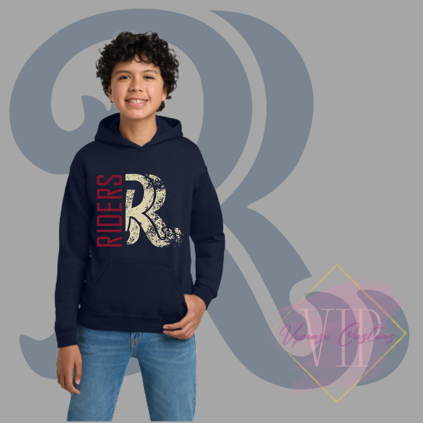 Distressed RR Logo-Gildan® - Youth Heavy Blend™ Hooded Sweatshirt 18500B
