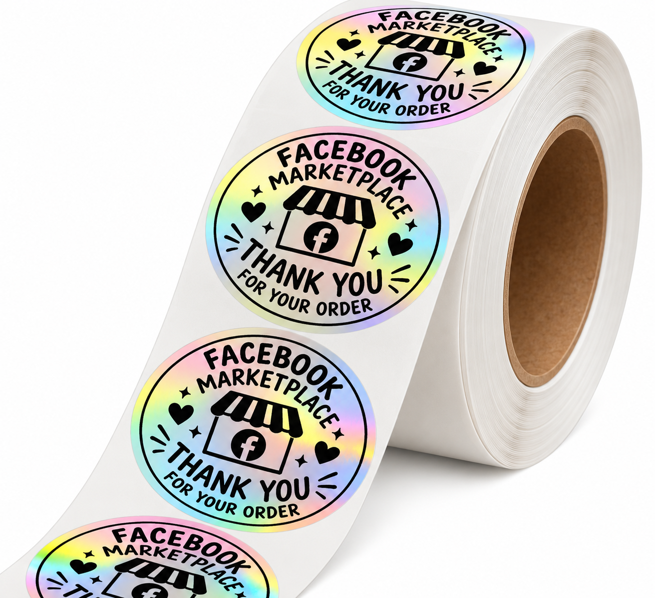 Facebook Marketplace Thank You Stickers | 2.2" Round Holographic Labels